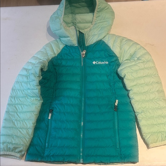 Columbia Kids' Aqua and Light Green Puffer Jacket - Picture 1 of 4